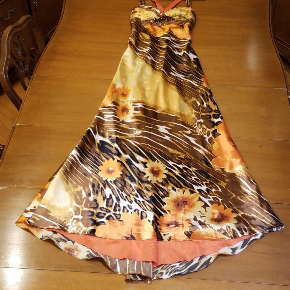 Dave & Johnny Prom Evening Jeweled Sunflower Dress